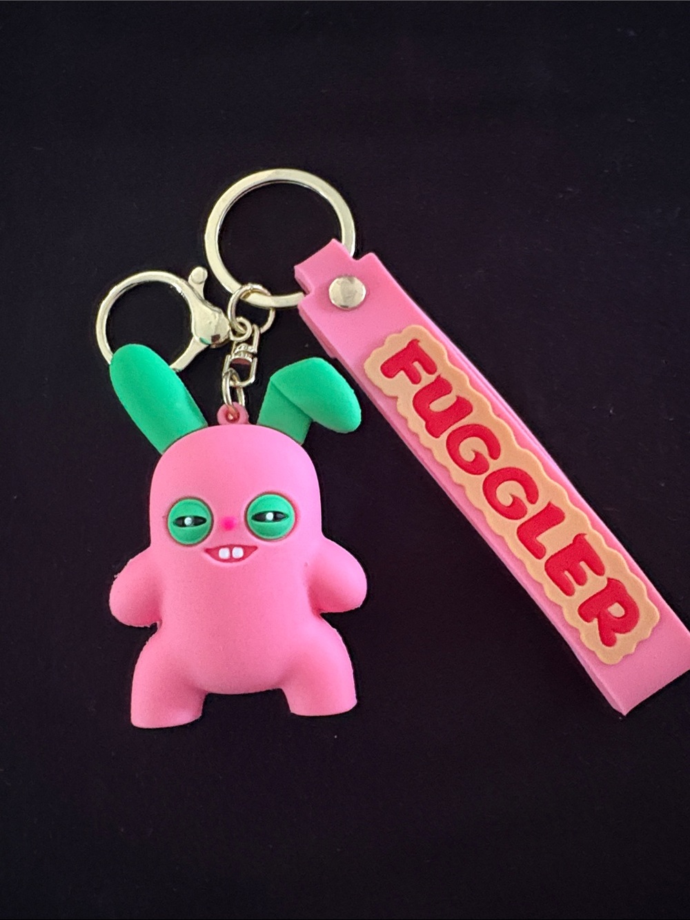 Pink Bunny Fuggler Bag Charm Keychain With Strap